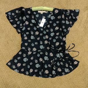 LOFT Floral Wrap Shirt